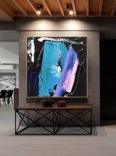 Load image into Gallery viewer, Black Blue Pink Abstract Acrylic Painting Large Canvas Art Cp002