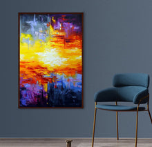 Load image into Gallery viewer, Large Blue Yellow Abstract Painting Abstract Art Canvas Landscape Cp011