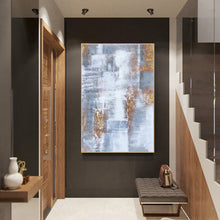 Load image into Gallery viewer, Gray White Gold Abstract Painting on Canvas Texture Art Canvas Cp025