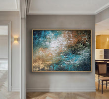 Load image into Gallery viewer, Blue And Gold Abstract Painting, Xl Painting,Oversized Abstract Art Bp061