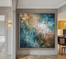 Load image into Gallery viewer, Blue And Gold Abstract Painting, Xl Painting,Oversized Abstract Art Bp061