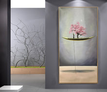 Load image into Gallery viewer, Peach Blossom Tree Painting Sailboat Painting Wall Art Np063