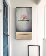 Load image into Gallery viewer, Peach Blossom Tree Painting Sailboat Painting Wall Art Np063