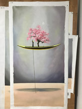 Load image into Gallery viewer, Peach Blossom Tree Painting Sailboat Painting Wall Art Np063