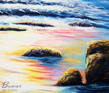 Load image into Gallery viewer, Large Canvas Wall Art Landscape Sea Spray and Sunrise Oil Painting On Canvas Gp094