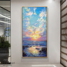 Load image into Gallery viewer, Large Canvas Wall Art Landscape Sea Spray and Sunrise Oil Painting On Canvas Gp094