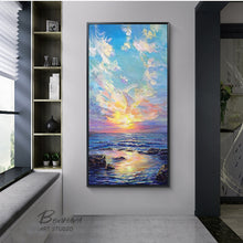 Load image into Gallery viewer, Large Canvas Wall Art Landscape Sea Spray and Sunrise Oil Painting On Canvas Gp094