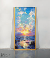 Load image into Gallery viewer, Large Canvas Wall Art Landscape Sea Spray and Sunrise Oil Painting On Canvas Gp094
