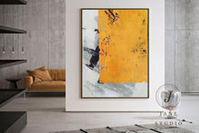 Load image into Gallery viewer, Yellow Abstract Painting Minimalist Style Acrylic Painting Q080