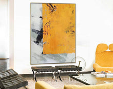 Load image into Gallery viewer, Yellow Abstract Painting Minimalist Style Acrylic Painting Q080