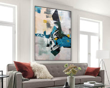 Load image into Gallery viewer, Deep Green Blue White Oversized Abstract Art Painting Living Room Np105
