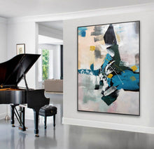 Load image into Gallery viewer, Deep Green Blue White Oversized Abstract Art Painting Living Room Np105