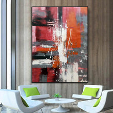 Load image into Gallery viewer, Red Grey Abstract Painting on Canvas Original Abstract Acrylic Painting Np107