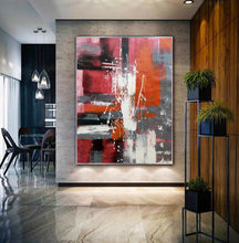 Load image into Gallery viewer, Red Grey Abstract Painting on Canvas Original Abstract Acrylic Painting Np107