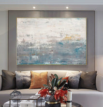Load image into Gallery viewer, Blue Gray Abstract Painting on Canvas Yellow Painting Op060