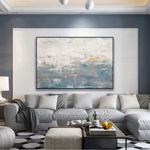 Load image into Gallery viewer, Blue Gray Abstract Painting on Canvas Yellow Painting Op060