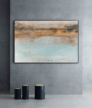 Load image into Gallery viewer, Blue Seascape Painting Yellow Painting Teal Ocean Art Op095