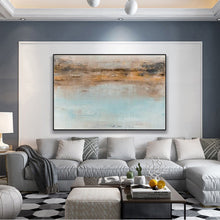 Load image into Gallery viewer, Blue Seascape Painting Yellow Painting Teal Ocean Art Op095