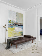 Load image into Gallery viewer, Large Abstract Painting Yellow Painting Green Arcyling Painting Qp071