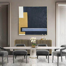 Load image into Gallery viewer, Black White Gold Large Abstract Acrylic Painting Yp010