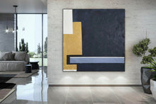 Load image into Gallery viewer, Black White Gold Large Abstract Acrylic Painting Yp010