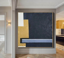 Load image into Gallery viewer, Black White Gold Large Abstract Acrylic Painting Yp010