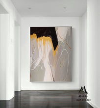 Load image into Gallery viewer, Large Gold Abstract Painting,Office Wall Art,Large Gray Textured Art Bg013