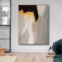 Load image into Gallery viewer, Large Gold Abstract Painting,Office Wall Art,Large Gray Textured Art Bg013