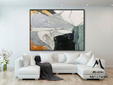 Load image into Gallery viewer, Large Art Paintings Original Green Painting Gray Painting Gp028