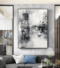 Load image into Gallery viewer, Black White Painting Gray Painting Oversize Wall Art Op040