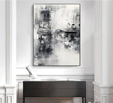 Load image into Gallery viewer, Black White Painting Gray Painting Oversize Wall Art Op040