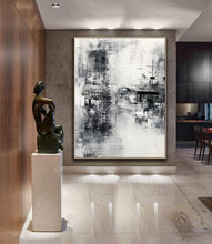 Load image into Gallery viewer, Black White Painting Gray Painting Oversize Wall Art Op040