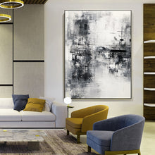 Load image into Gallery viewer, Black White Painting Gray Painting Oversize Wall Art Op040