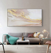 Load image into Gallery viewer, Gold Pink White Abstract Painting Oversized Wall Art for Living Room Op001
