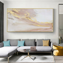 Load image into Gallery viewer, Gold Pink White Abstract Painting Oversized Wall Art for Living Room Op001