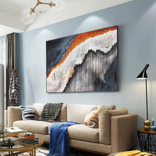 Load image into Gallery viewer, Deep Blue White Modern Abstract Painting Orange Acrylic Painting Np115