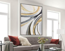 Load image into Gallery viewer, White Gold Grey Abstract Painting on Canvas Oversized Canvas Art Np103