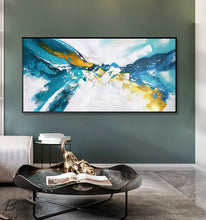 Load image into Gallery viewer, Oversized Canvas Paintings Blue and White Abstract Painting Gp091