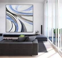 Load image into Gallery viewer, Blue White Grey Abstract Painting Huge Wall Art Abstract Np076