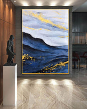 Load image into Gallery viewer, Large Blue Gold Painting on Canvas Abstract Painting Original Np074