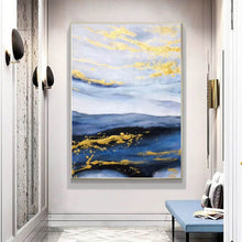 Load image into Gallery viewer, Blue Abstract Painting on Canvas Original Abstract Acrylic Painting Np096