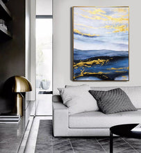 Load image into Gallery viewer, Blue Abstract Painting on Canvas Original Abstract Acrylic Painting Np096