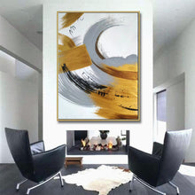 Load image into Gallery viewer, White Gold Grey Contemporary Art Hand Painted Abstract Painting Np075