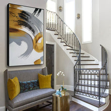 Load image into Gallery viewer, Black White Gold Abastract Painting Modern Abstract Art Np102