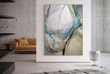Load image into Gallery viewer, Gray And Green Abstract Painting Large Wall Canvas Painting