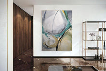 Load image into Gallery viewer, Gray And Green Abstract Painting Large Wall Canvas Painting