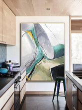 Load image into Gallery viewer, Minimalist Abstract Painting Gray Painting Green Painting Dp113