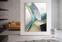 Load image into Gallery viewer, Minimalist Abstract Painting Gray Painting Green Painting Dp113