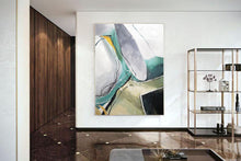 Load image into Gallery viewer, Minimalist Abstract Painting Gray Painting Green Painting Dp113