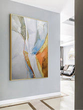 Load image into Gallery viewer, White And Gold Abstract Painting Large Sofa Painting Bp090